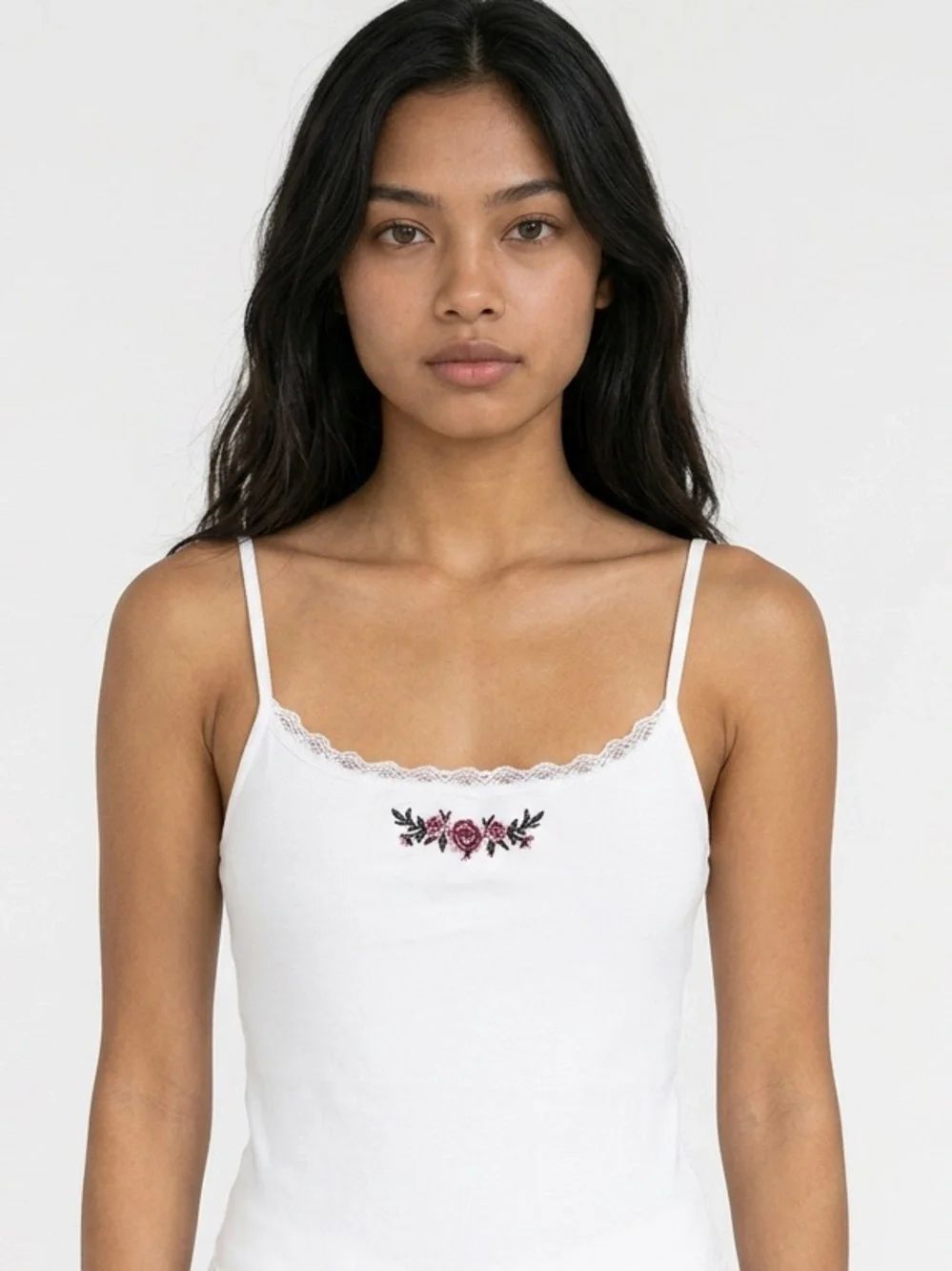 FOREVER 21 | NEW White Floral Embroidered Lace-Trim Cami Bodysuit Women’s Size M